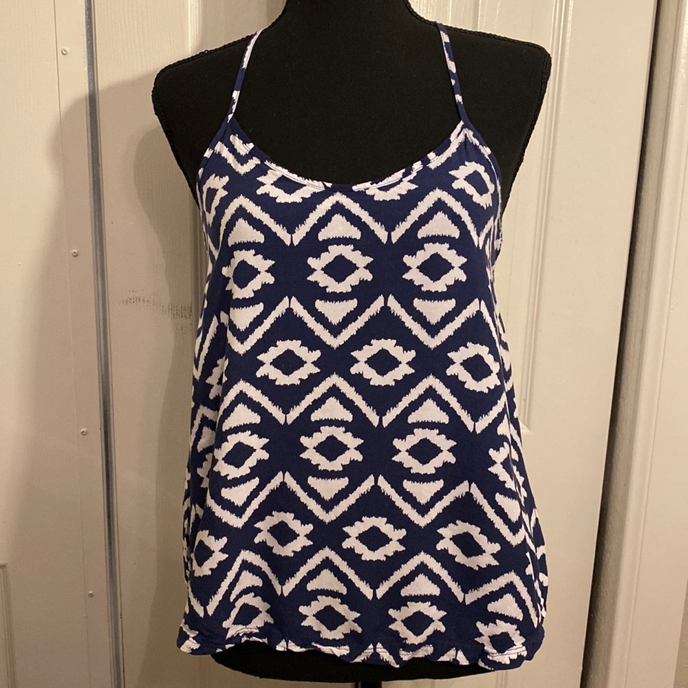 No boundaries | junior’s | tank top | small | blue-white tribal